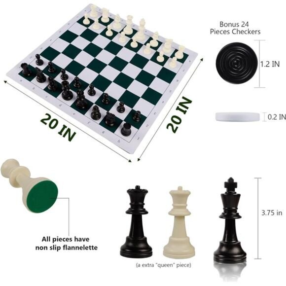 Portable Chess & Checkers Set, 2 in 1 Travel Board Games for Kids and Adults - Picture 3 of 7